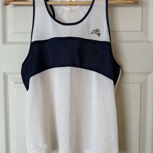 Tracksmith Women's White and Navy Mesh Tank L